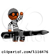 Poster, Art Print Of Orange Thief Man Riding A Pen Like A Giant Rocket