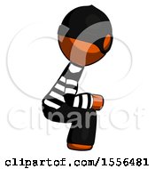 Poster, Art Print Of Orange Thief Man Squatting Facing Right