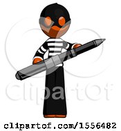 Orange Thief Man Posing Confidently With Giant Pen