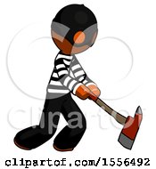 Poster, Art Print Of Orange Thief Man Striking With A Red Firefighters Ax