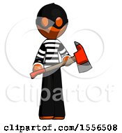 Poster, Art Print Of Orange Thief Man Holding Red Fire Fighters Ax