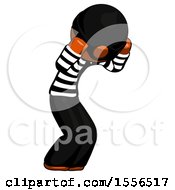 Poster, Art Print Of Orange Thief Man With Headache Or Covering Ears Turned To His Right