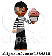 Poster, Art Print Of Orange Thief Man Presenting Pink Cupcake To Viewer