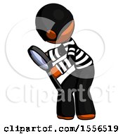 Orange Thief Man Inspecting With Large Magnifying Glass Left