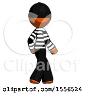 Poster, Art Print Of Orange Thief Man Walking Away Direction Right View