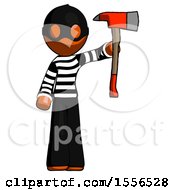 Poster, Art Print Of Orange Thief Man Holding Up Red Firefighters Ax