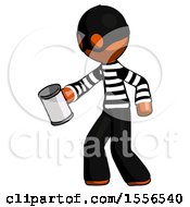 Poster, Art Print Of Orange Thief Man Begger Holding Can Begging Or Asking For Charity Facing Left