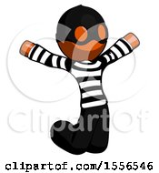 Poster, Art Print Of Orange Thief Man Jumping Or Kneeling With Gladness