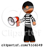 Poster, Art Print Of Orange Thief Man Holding Megaphone Bullhorn Facing Right
