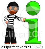Poster, Art Print Of Orange Thief Man With Info Symbol Leaning Up Against It