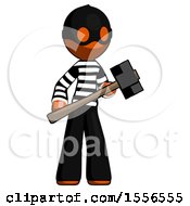 Poster, Art Print Of Orange Thief Man With Sledgehammer Standing Ready To Work Or Defend
