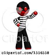 Red Thief Man Waving Left Arm With Hand On Hip