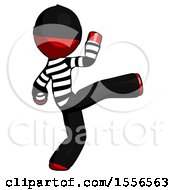 Red Thief Man Kick Pose