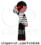 Poster, Art Print Of Red Thief Man Soldier Salute Pose