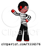 Red Thief Man Waving Right Arm With Hand On Hip