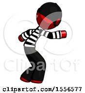 Poster, Art Print Of Red Thief Man Sneaking While Reaching For Something