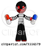 Poster, Art Print Of Red Thief Man Holding A Red Pill And Blue Pill