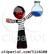 Red Thief Man Holding Large Round Flask Or Beaker