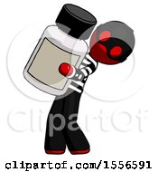 Poster, Art Print Of Red Thief Man Holding Large White Medicine Bottle