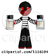 Poster, Art Print Of Red Thief Man Holding Two Medicine Bottles