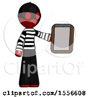 Poster, Art Print Of Red Thief Man Showing Clipboard To Viewer