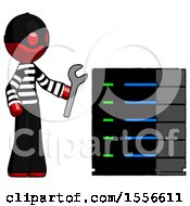 Poster, Art Print Of Red Thief Man Server Administrator Doing Repairs