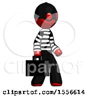 Poster, Art Print Of Red Thief Man Walking With Briefcase To The Right