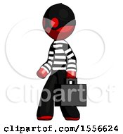 Poster, Art Print Of Red Thief Man Walking With Briefcase To The Left