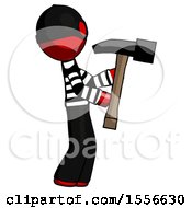 Poster, Art Print Of Red Thief Man Hammering Something On The Right