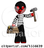 Poster, Art Print Of Red Thief Man Holding Tools And Toolchest Ready To Work