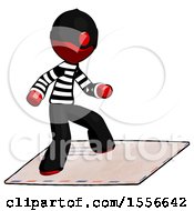 Poster, Art Print Of Red Thief Man On Postage Envelope Surfing