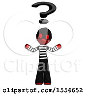 Poster, Art Print Of Red Thief Man With Question Mark Above Head Confused