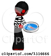 Poster, Art Print Of Red Thief Man Looking At Large Compass Facing Right