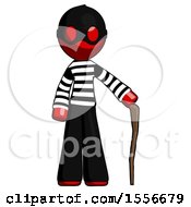 Poster, Art Print Of Red Thief Man Standing With Hiking Stick
