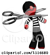 Poster, Art Print Of Red Thief Man Scissor Beheading Office Worker Execution