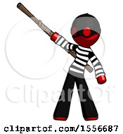 Poster, Art Print Of Red Thief Man Bo Staff Pointing Up Pose