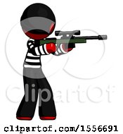 Poster, Art Print Of Red Thief Man Shooting Sniper Rifle