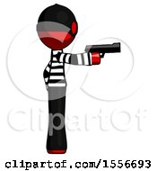 Poster, Art Print Of Red Thief Man Firing A Handgun
