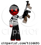 Poster, Art Print Of Red Thief Man Holding Tommygun