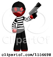 Poster, Art Print Of Red Thief Man Holding Handgun