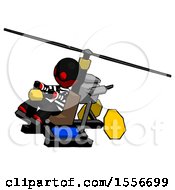 Red Thief Man Flying In Gyrocopter Front Side Angle Top View