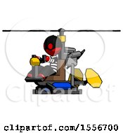 Poster, Art Print Of Red Thief Man Flying In Gyrocopter Front Side Angle View