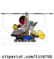 Red Thief Man Flying In Gyrocopter Front Side Angle View