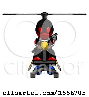 Poster, Art Print Of Red Thief Man Flying In Gyrocopter Front View