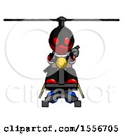 Red Thief Man Flying In Gyrocopter Front View