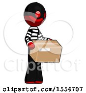 Poster, Art Print Of Red Thief Man Holding Package To Send Or Recieve In Mail