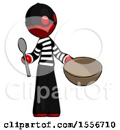 Poster, Art Print Of Red Thief Man With Empty Bowl And Spoon Ready To Make Something
