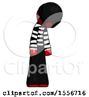 Poster, Art Print Of Red Thief Man Depressed With Head Down Turned Right