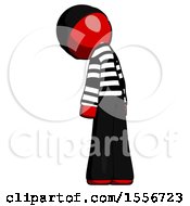 Poster, Art Print Of Red Thief Man Depressed With Head Down Back To Viewer Left