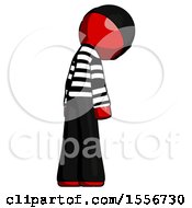 Poster, Art Print Of Red Thief Man Depressed With Head Down Back To Viewer Right